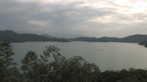 Sun Moon Lake at Dusk Stock Footage 39764600