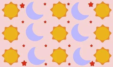 Sun moon star set pattern Stock Illustration