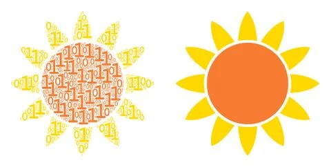Sun Mosaic of Binary Digits Stock Illustration