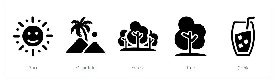 Sun, mountain, forest Stock Illustration