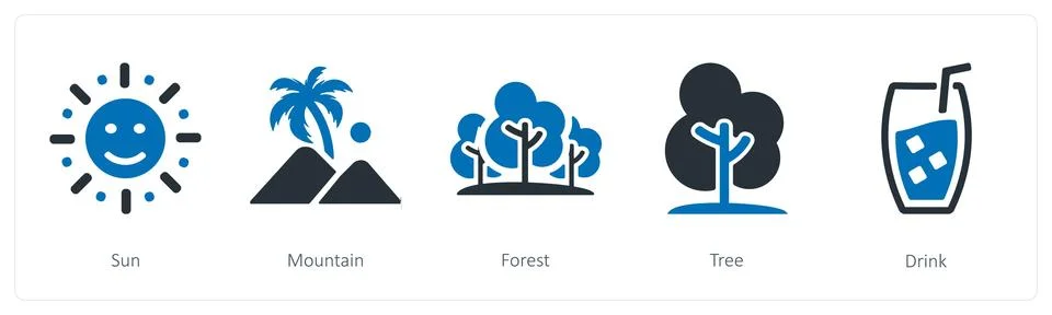 Sun, mountain, forest Stock Illustration