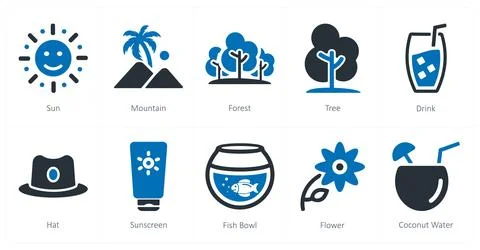 Sun, mountain, forest Stock Illustration