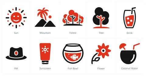 Sun, mountain, forest Stock Illustration