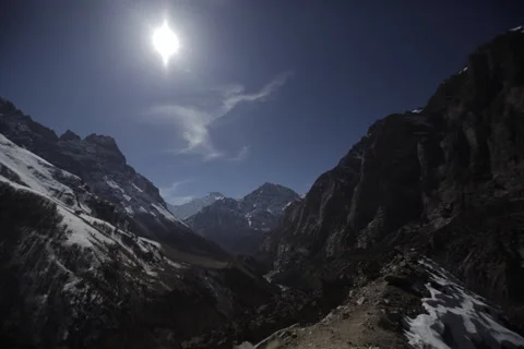 Sun in the mountain. Nepal. Time Lapse Video stock 51493959
