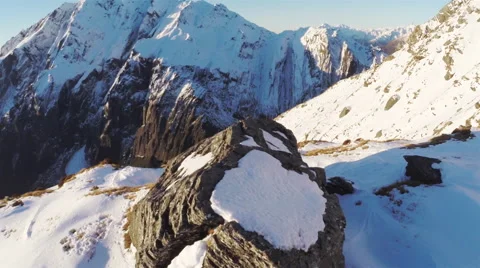 Sun on mountain with rocks. Stock Footage 49831315