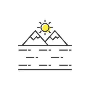 Sun With Mountains Illustrazione stock