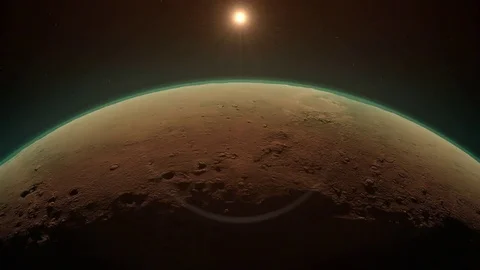 Sun Moves Up to Reveal Mars Planet Stock Footage 84874561