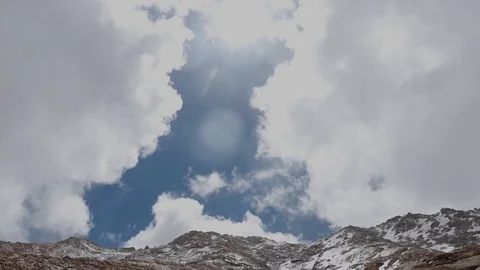 Sun moving behind the clouds Stockbeeldmateriaal 121948519