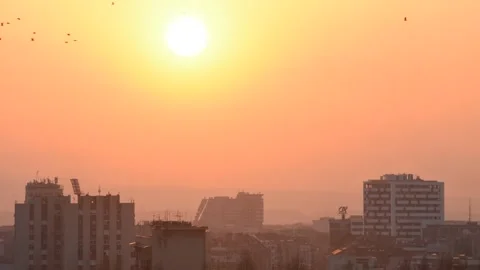 Sun Moving Fast In City Video stock 141055831