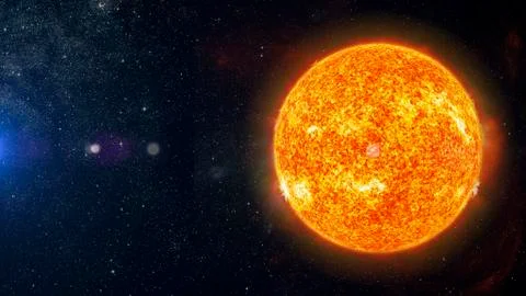 Sun on nebula background 3d rendering. Stock Illustration