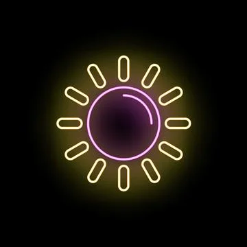 Sun neon light glowing icon weather symbol Stock Illustration