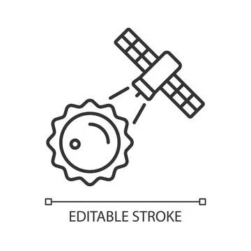 Sun observation process linear icon Stock Illustration