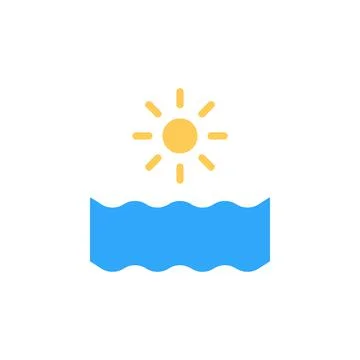 Sun, ocean icon. Simple color vector elements of saving marine icons for ui and Illustrazione stock