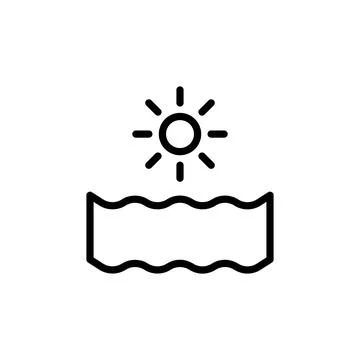 Sun, ocean icon. Simple line, outline vector elements of saving marine icons for Illustrazione stock