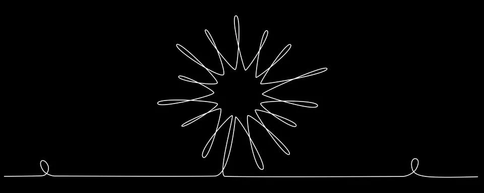 Sun - one single hand drawing continuous line banner. Vector stock illustration Stock Illustration
