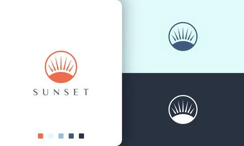 Sun or beach circle logo in simple and modern style Stock Illustration