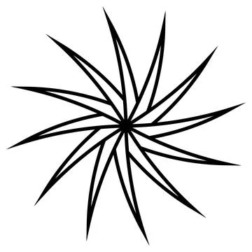 Sun or flower shape outline isolated on white. Circular shape with petals. Stock-Illustration