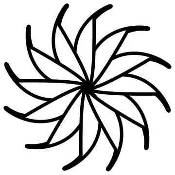 Sun or flower shape outline isolated on white. Circular shape with petals. Stock Illustration