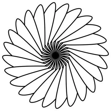 Sun or flower shape outline isolated on white. Circular shape with petals. Stock Illustration