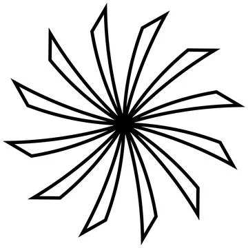 Sun or flower shape outline isolated on white. Circular shape with petals. Illustrazione stock