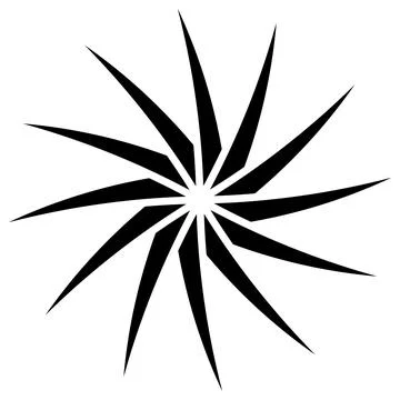 Sun or flower shape silhouette isolated on white. Circular shape with petals. Stock Illustration