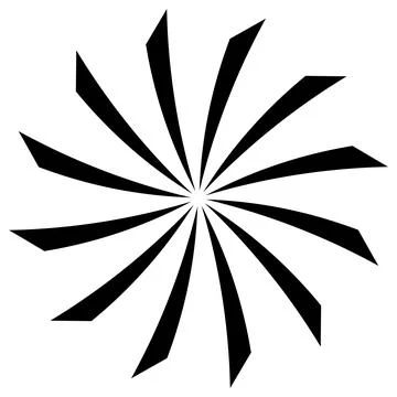 Sun or flower shape silhouette isolated on white. Circular shape with petals. Stock Illustration