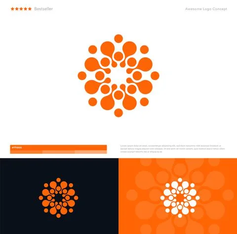 Sun or flower vector logo concept for business, app, IT startup. Minimal flat Stock Illustration