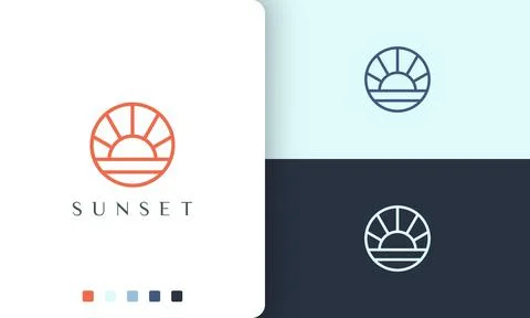 Sun or sea logo with simple and modern circle shape Stock Illustration