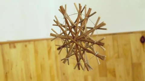 Sun or Snowflake Decor from Dried Reeds Stock Footage 257973269