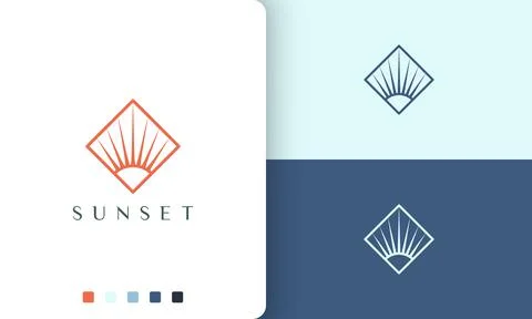 Sun or solar logo in simple and modern style Stock Illustration