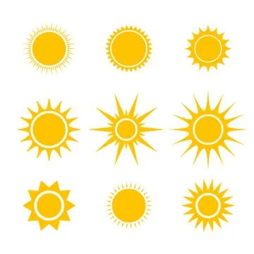 Sun or star cartoon vector icons set for emoji or emoticons elements in smart Illustrazione stock