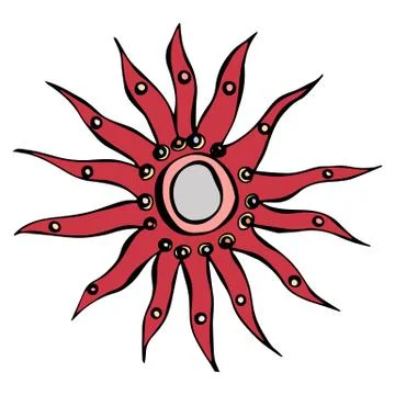 Sun or Star. Ink Vector Illustration Isolated On a White Background Doodle Stock Illustration