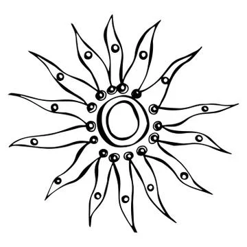 Sun or Star. Ink Vector Illustration Isolated On a White Background Doodle Stock Illustration