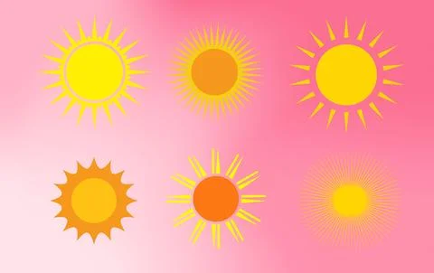 Sun in orange yellow colors with rays on pink gradient background イラスト素材