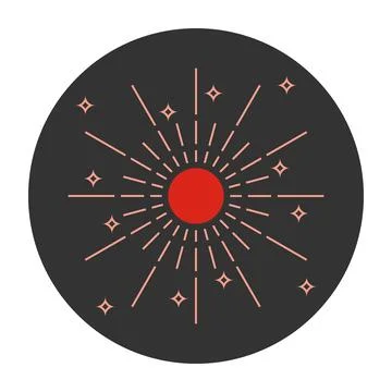 Sun, original, designer sun icon isolated on a black background. Vector illus Stock Illustration