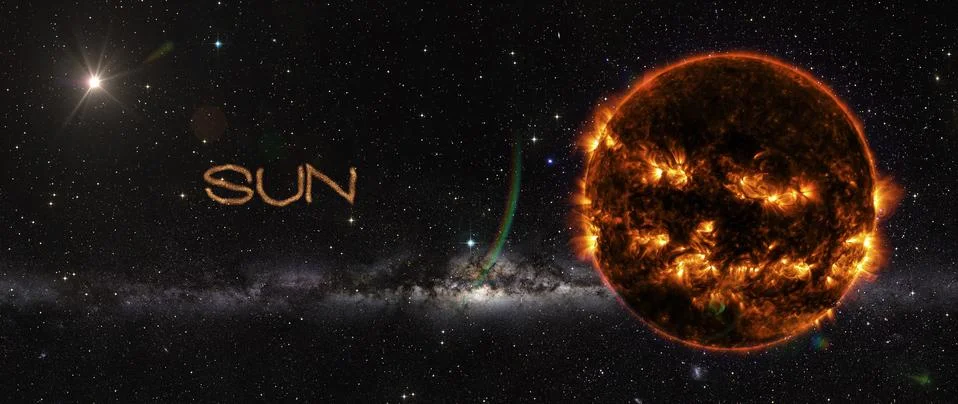 Sun in outer space. Illustrazione stock