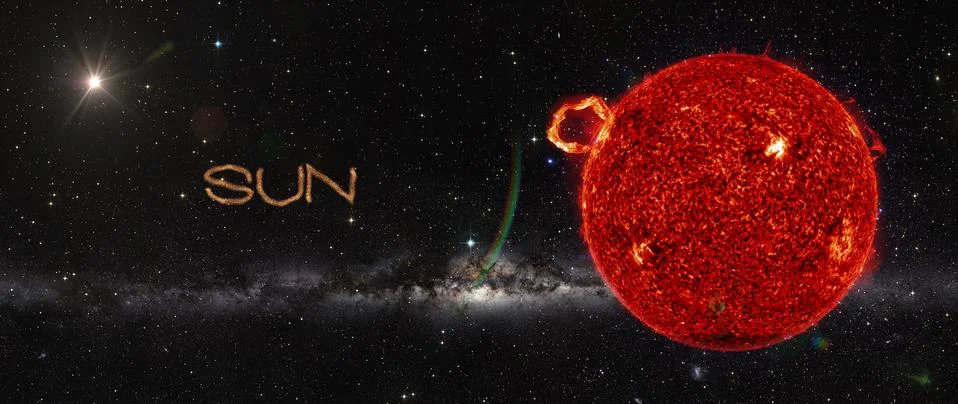 Sun in outer space. Illustrazione stock