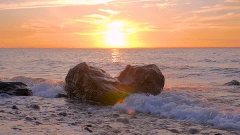 The sun over a beautiful beach Stock Footage 77491340