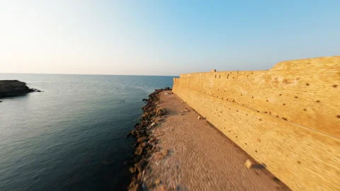 Sun Over The Castle In Isola Capo Rizzuto, Italy Stock Footage 283984337