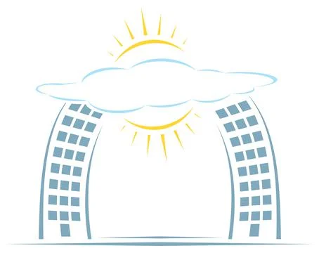 Sun over city Stock Illustration