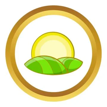 Sun over fields of France vector icon イラスト素材