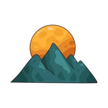 Sun over mountain illustration Stock Illustration