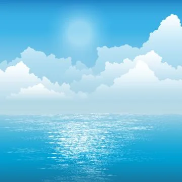 Sun over the ocean Stock Illustration