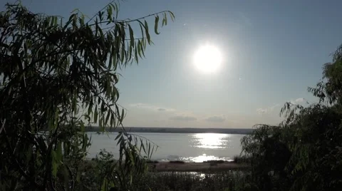 The sun over the river Stock Footage 56606800