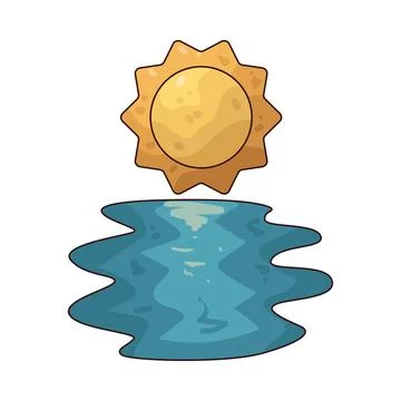 Sun over river illustration Ilustração Stock