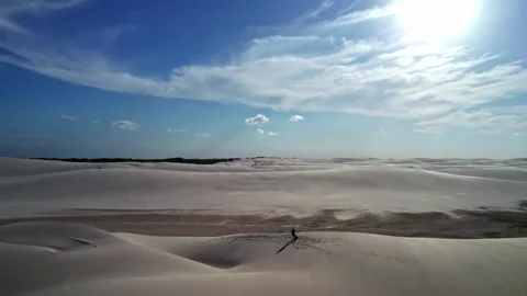 Sun Over Vast Desert Dunes Landscape - Lencois Maranhenses, Brazil Stock Footage 331517332
