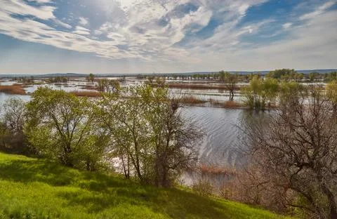 The sun over Volga Stock Photos