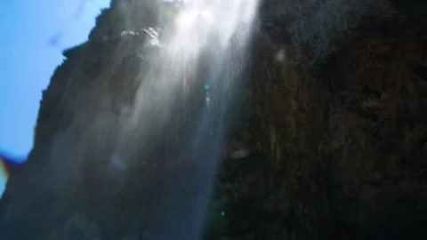 The Sun is Over the Waterfall Stock Footage 146347347