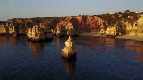 Sun painted cliffs Stock Footage 80845436