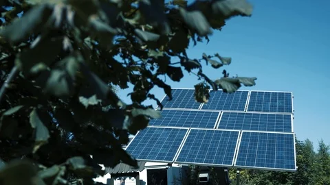 Sun panels and the blue sky Video stock 94314498